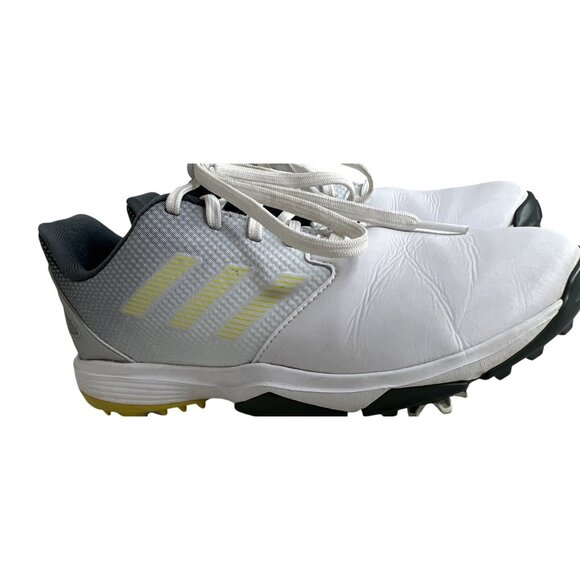 Adidas Golf Shoes White Gray Yellow Accents Spikeless Comfortable & Stylish Foot - Picture 3 of 8